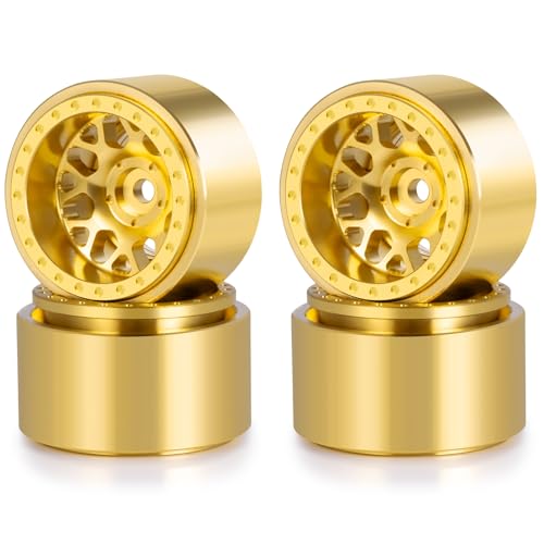 1.0 Plus RC Beadlock Brass Wheel Hub 60g/pcs 1.26 Inch Beadlock Wheels Negative Offset Wheel Rims for Axial SCX24 TRX4M FCX24 Redcat Ascent-18 1/24 1/18 RC Crawler, 4PCS/Set