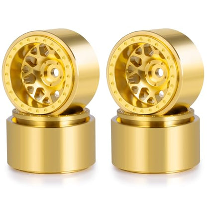 1.0 Plus RC Beadlock Brass Wheel Hub 60g/pcs 1.26 Inch Beadlock Wheels Negative Offset Wheel Rims for Axial SCX24 TRX4M FCX24 Redcat Ascent-18 1/24 1/18 RC Crawler, 4PCS/Set