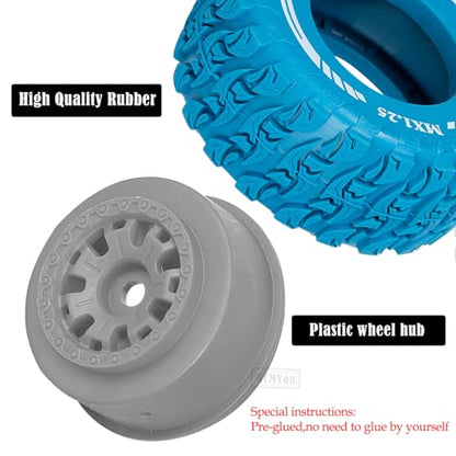 RC MX1.25 RC Truck Wheel Tires for Traxx as/Mojave GROM 223S 4x4 RTR,14301 14302 14303,Tamiya Kyosho HPI 1/14-1/18 Scale On/Off Road,RC Monster Truck Car Wheels,Grey-Navy Blue - color: Grey-navy Blue(rc Wheels Tires)