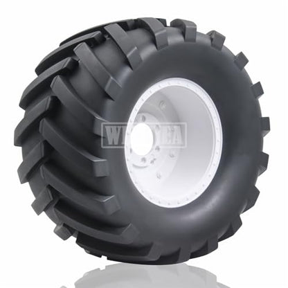 4PCS 1/8 Scale RC Monster Truck Rubber Tire w/17mm Hex Plastic Wheel Rim 170mm/90mm Rubber Rocks Tyres Set Fit for 1/8 Traxxas Sledge 95076-4 Arrma Kraton 6S Typhon 3S HSP HPI Redcat Kaiju - color: 1/8 White 1
