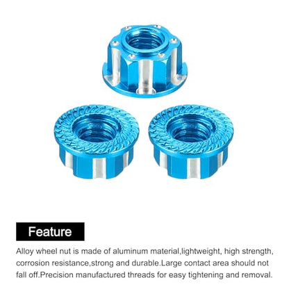 MECCANIXITY Hexagonal Nuts Aluminum M4 RC Wheel Carving Hex Nuts Dustproof Anti-Skid Mount Cap for 1/10 RC Model Car Trucks Off Road Car Upgraded Parts Pack of 2(Sky Blue) - color: Sky Blue