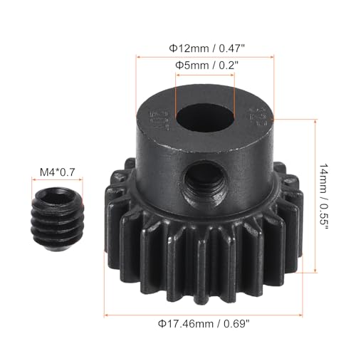 MECCANIXITY RC 32P Hardened Pinion Gear 5mm Shaft 20T Motor Gears Carbon Steel for RC Car Boat Drone - style: 20T