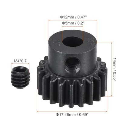 MECCANIXITY RC 32P Hardened Pinion Gear 5mm Shaft 20T Motor Gears Carbon Steel for RC Car Boat Drone - style: 20T