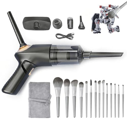 Model Cleaning kit/4-in-1 Portable Car Vacuum & Precision Makeup Brush Set for Action Figures, Statues & Collectibles – Rechargeable Mini Dust Cleaner with Soft Brushes for Safe, Scratch-Free Cleaning