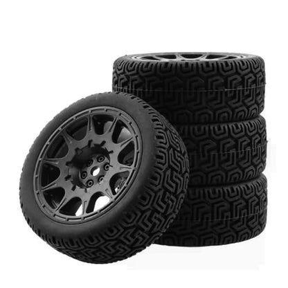 68mm 4 PCS 1/10 Runflat Tire 1.9 inch Rally Tire L001 for 1:10 Tamiya xv02 Maze Tire Lc PTG Off-road 94123 Kyosho FW06 etc. (black) - color: black