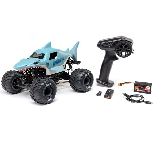 Losi 1/18 Mini LMT Megalodon 2S 4X4 RTR Brushed Monster Truck Battery & Charger Included Blue LOS01026T3 - color: Blue