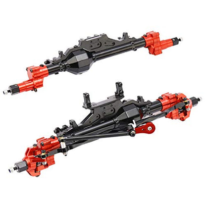 Latest Model Aluminum Portal Front and Rear Axle for 1/10 Axial Wraith 90018 90048 90053 90018 90020 90045 90056 RR10 RC Model Crawler Car (Black with Red)