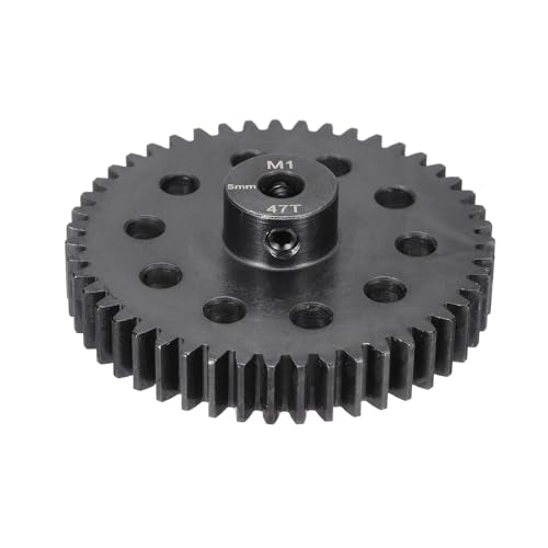 MECCANIXITY Steel M1 Gear Set 47T 5mm Shaft Motor Gears for RC Vehicles Truck Drift Car Part, Black - size: 47T