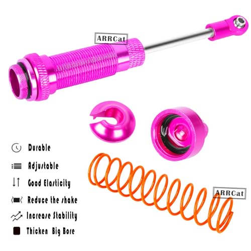 4PCS All Aluminum Front Rear RC Shocks Upgrade Parts for 1/10 Slash 4x4 Rustler 4X4 Stampede 4X4 Hoss 4X4, ARRCat Big Bore RC Shock Absorber Hops up,Replace 5862,Rose/Pink - color: Rose (Upgrades to Prevent oil leakage)