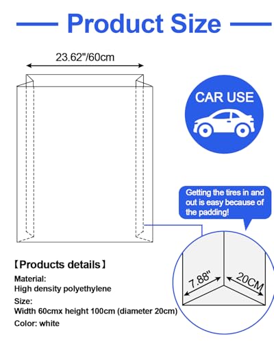 Tire Storage Bags 39.4"x39.4" – White Plastic Tire Bags,Pack of 4, Used for Tire Storage & Transport Protects Against Dust, Dirt & Moisture and Protecting Winter and Summer Tires Between Seasons