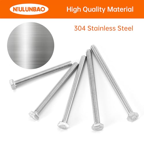 M4 x 40mm 45mm 50mm 55mm 60mm Heavy Duty Hexagon Bolts Hex Head Screws, 304 Stainless Steel, Metric Machine Fully Threaded, Bright Finish, Assortment Kit 40PCS - size: M4 x 40/45/50/55/60mm (40PCS)