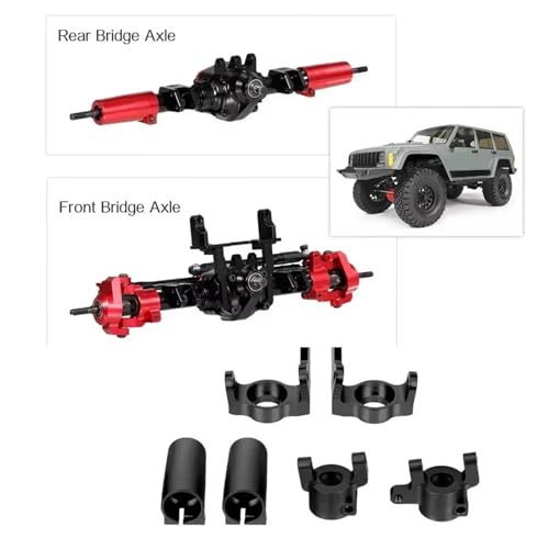 RC Cars Crawler Parts Compatible with Axial for SCX10 II 90046 90047 RC Car Parts Metal Front Steering Cup C Hub Carrier Rear Axle Lock Out Set(Black) - color: Black
