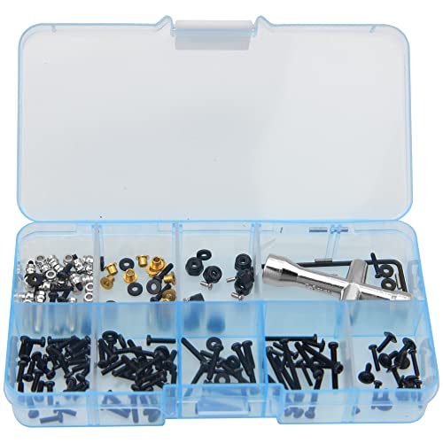193Pcs ShareGoo Universal M1.6 M2 RC Screw Kit Screws Assortment Set Fastener Wrench Repair Tools Compatible with FMS 1/18 1/24 Series FCX24 Adventurer Chitu RC Car