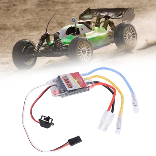 60A RC Brushed ESC with Low Voltage Protection Mechanism Battery Compatibility for 1/10 Cars and Trucks Copper Electronic Speed Controller for RC Car Boat Crawler