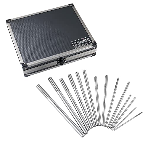 Accusize Industrial Tools Dowel Pin Reamer Size: 0.1230" Thru 0.4995", HSS M2 Premium Chucking Reamer Set, Right Hand Cut, 14 pcs Set, 5528-ST00 | HSS M2 Premium, Straight Flute, Right Hand Cut, ANSI, Aluminum Case, 5528-ST00 - size: 0.1230" thru 0.4995"