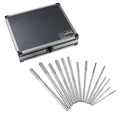 Accusize Industrial Tools Dowel Pin Reamer Size: 0.1230" Thru 0.4995", HSS M2 Premium Chucking Reamer Set, Right Hand Cut, 14 pcs Set, 5528-ST00 | HSS M2 Premium, Straight Flute, Right Hand Cut, ANSI, Aluminum Case, 5528-ST00 - size: 0.1230" thru 0.4995"