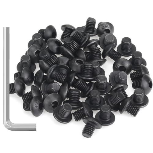 55 Pieces M5 x 6mm Button Head Socket Cap Screws, Thread Pitch 0.8mm, Sutemribor M5 Black Screws, 10.9 Grade Alloy Steel, Black Oxide Finish, Fully Threaded - size: M5 x 6mm, style: Button Head