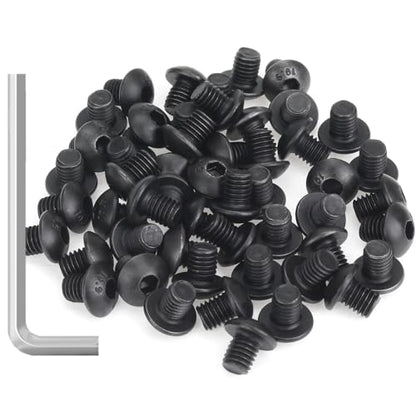 55 Pieces M5 x 6mm Button Head Socket Cap Screws, Thread Pitch 0.8mm, Sutemribor M5 Black Screws, 10.9 Grade Alloy Steel, Black Oxide Finish, Fully Threaded - size: M5 x 6mm, style: Button Head