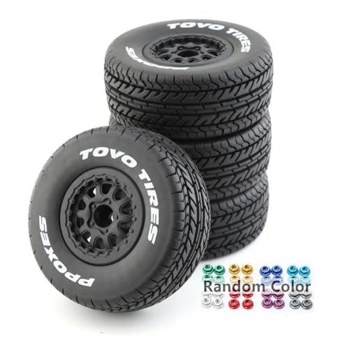 1/10 RC Short Course Truck Wheels and Tires with 12mm Hex 1:10 Scale Off Road Tyres for 1/10 RC Off-Road Car Traxxas TRX4 Slash Arrma Losi Tenacity Vkar 10sc Hpi RC Buggy Car 4PCS (D Tires) - color: D Tires