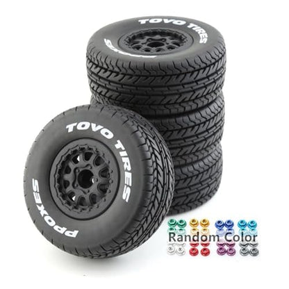 1/10 RC Short Course Truck Wheels and Tires with 12mm Hex 1:10 Scale Off Road Tyres for 1/10 RC Off-Road Car Traxxas TRX4 Slash Arrma Losi Tenacity Vkar 10sc Hpi RC Buggy Car 4PCS (D Tires) - color: D Tires