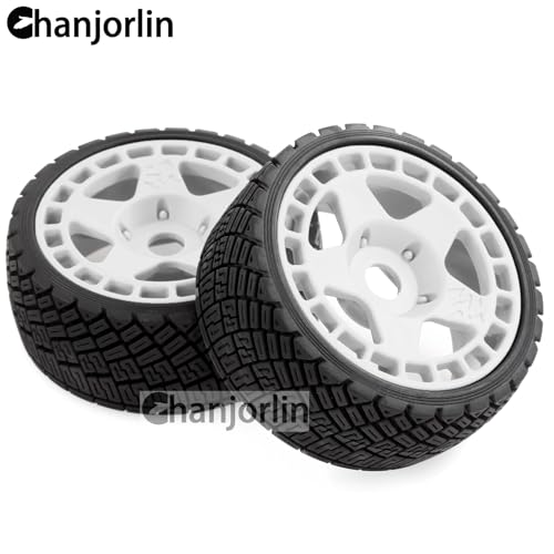 1/8 1/7 RC On Road Tires And Hard Plastic Rally Racing Wheels 17mm Hex Touring Tyres OD 3.94'' For 1:8 1:7 Street Drift Car ARRMA Losi Kyosho GT2 W10 Tamiya HPI WR8 HSP 4PCS (White) - color: White
