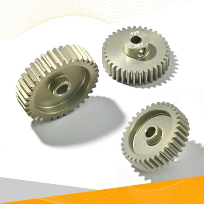 3PCS 48P Pinion Gear Set 7075 Aluminum Alloy 3.175mm Shaft 34T 35T 36T with Screws & Hex for 1/10 RC Arrma Traxxas HPI Sakura Losi Axial SCX10 Tamiya Monster Truck Buggy Motor Gears Upgrade - size: 34 35 36T