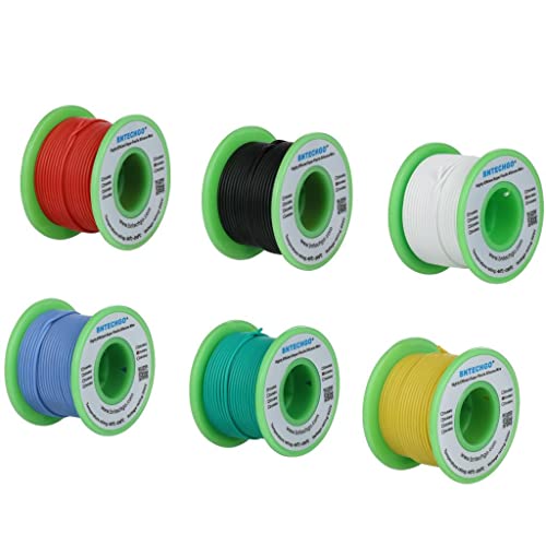 BNTECHGO 28 AWG Silicone Wire Kit 6 Color Each 100ft Stranded Tinned Copper | Flexible 28 AWG Stranded Wire Silicone Rubber Insulation For RC Models, Drone, Robot, LED Lighting Systems, 3D Printer, DIY - size: 100ft, style: 28 AWG silicone wire