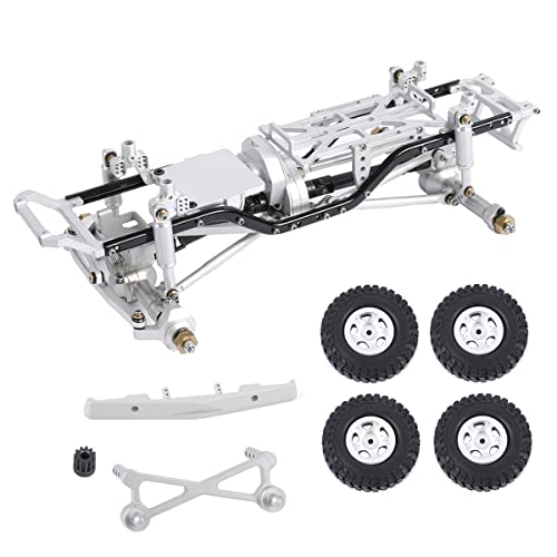 Aluminum Complete Frame Chassis Assembled kit for 1/24 SCX24 AXI00001 C10 RC Crawler Car Upgrades (Silver) - color: Silver