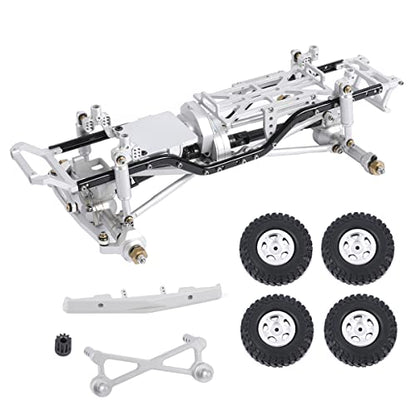 Aluminum Complete Frame Chassis Assembled kit for 1/24 SCX24 AXI00001 C10 RC Crawler Car Upgrades (Silver) - color: Silver
