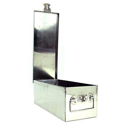 Lock Box with Folding Handle - Durable Metal Storage Chest with Stackable Design to Secure Valuables, Cash, Jewelry, and Weapons by Stalwart (Silver) - size: 1 Count (Pack of 1)