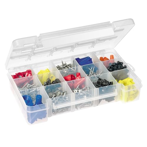 Akro-Mils 05705 Plastic Portable Parts Storage Case for Hardware and Crafts with Hinged Lid and 4 Adjustable Dividers, (8-3/8-Inch x 5-Inch x 1-5/8-Inch), Small, Clear - size: Small, style: 1-Pack