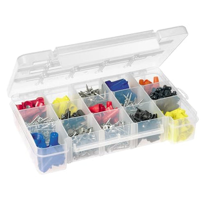 Akro-Mils 05705 Plastic Portable Parts Storage Case for Hardware and Crafts with Hinged Lid and 4 Adjustable Dividers, (8-3/8-Inch x 5-Inch x 1-5/8-Inch), Small, Clear - size: Small, style: 1-Pack