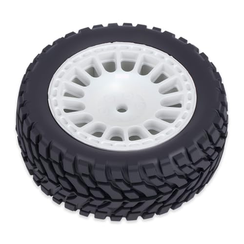 4PCS RC Rally Car Tyres 12mm Hex Hub Wheel Rims Tires NOT Pre-Glued for 1/16 1/14 1/12 1/10 Scale Off Road Buggy On-Road Touring Car Upgrade Parts (White) - color: White