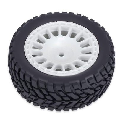4PCS RC Rally Car Tyres 12mm Hex Hub Wheel Rims Tires NOT Pre-Glued for 1/16 1/14 1/12 1/10 Scale Off Road Buggy On-Road Touring Car Upgrade Parts (White) - color: White