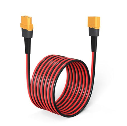 ELFCULB 12AWG 100FT XT60 Extension Cable 2 6 10 20 35 50 75 100FT XT60 Female to Male Connector for RC Battery Portable Power Station Solar Panel(100FT) | XT60 connector cable with stranded tinned copper wire for battery charging, power distribution, and