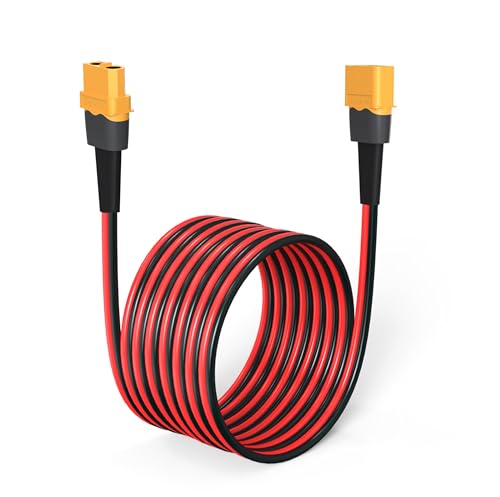 12AWG 100FT XT60 Extension Cable 2 6 10 20 35 50 75 100FT XT60 Female to Male Connector for RC Battery Portable Power Station Solar Panel(100FT) | XT60 connector cable with stranded tinned copper wire for battery charging, power distribution, and equipmen