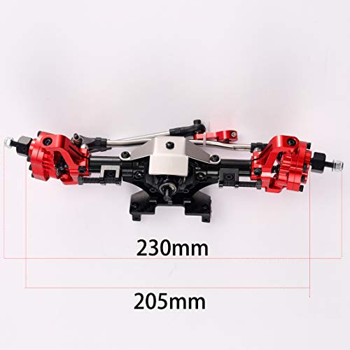 Aluminum Front/Rear Portal Axles Set for 1/10 Axial SCX10 II 90046 90047 RC Crawler Car (Black with Red) - color: Black With Red