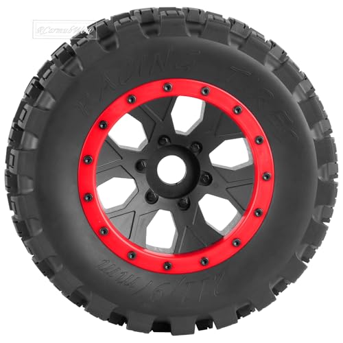 MX43 RC Wheels and Tires Truck Tires for 1/5 KRATON 8S EXB AVC 4X4 RTR,1/5 Outcast 8S EXB AVC 4X4 RTR,1/5 X-MAXX 8S,Pro-line Racing Badlands Tires w/Wheel Hex,4PCS,Red - color: Red(4pcs)