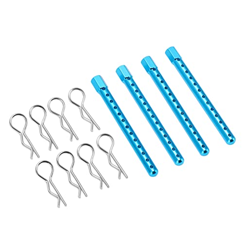 RC Body Post High Strength Aluminum Alloy RC Car Shell Column with Buckle for HSP 94102 94122 94103 94123 1/10 Scale RC Cars (Blue) - color: Blue
