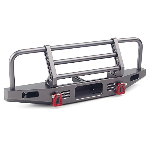 INJORA Adjustable Front Bumper for with Led Light for Axial TRX4 SCX10 SCX10 II 90046 90047 RC Car Upgrade Part(Grey) - color: Grey
