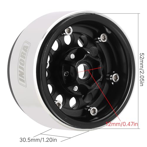INJORA 1.9" 150g Brass & Aluminum -10mm Offset Wheels for 1/10 RC (Black) - color: Black