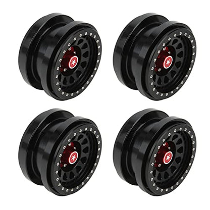 VBESTLIFE 4 PCS 2.9 Inch Wheels 12 Hole Alloy Wheels, 1/6 RC Car Wheels for AXAIL SCX6 1/6 RC Car - color: Black