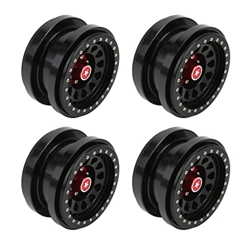 VBESTLIFE 4 PCS 2.9 Inch Wheels 12 Hole Alloy Wheels, 1/6 RC Car Wheels for AXAIL SCX6 1/6 RC Car - color: Black
