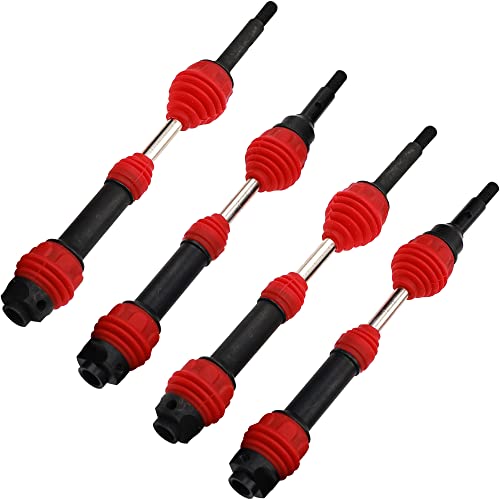2Pairs Vgoohobby Steel Drive Shaft CVD Dogbon Front Rear Driveshaft Compatible with Traxxas Slash 4X4 Stampede Rustler Hoss VXL 4X4 RC Truck Car (Red) - color: Red
