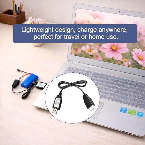 USB Charger Cable Replacement for 7.4V 2S LiPo Battery XH-3P Plug RC Car | For SCX24 SCX10 RC Car Gel Blaster Splatter Ball Gun Drone FPV Airplane trucks Q903/Q905 vehicles,2FT Charging Cord with LED