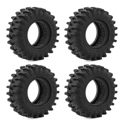 0.7" Rubber Crawler Tires 1.42x0.55in (36x14mm) for 1/30 SCX30 RC Crawler – Upgrade Parts (4Pcs) - color: Black C