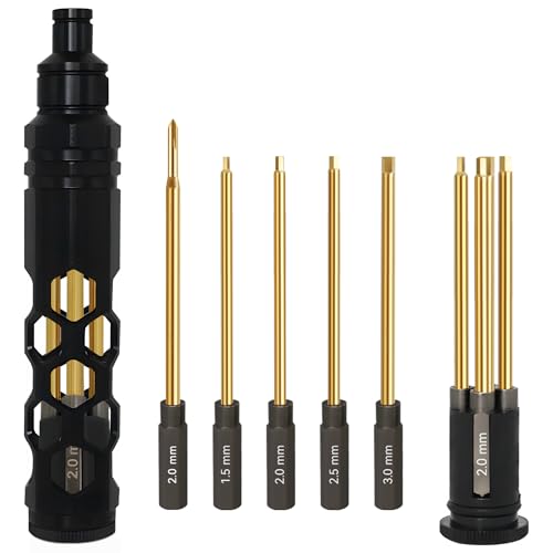 RC Hex Driver Set - 5 in 1 Hex Screwdriver Set 1.5mm 2.0mm 2.5mm 3.0mm Phillips Screwdrivers Allen Repair Tools for Traxxas SCX24 TRX4 Arrma Helicopter RC Car Tool Kit Black - color: Black