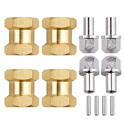 4pcs 12mm Brass Wheel Hex Hub Offset Extension Hex Drive Adapter Combiner Coupler Conversion for 1/10 RC Crawler Axial SCX10 CC01 Jeep Wrangler D90 Wraith (15mm) - size: 15mm