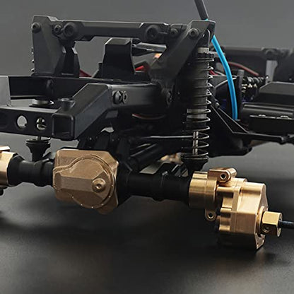 RC Outer Portal Drive Housing, Brass Drive Axle Mount Set High Torque Steering Knuckle Front Rear Portal Axle Counterweight Set for 1/10 RC Crawler