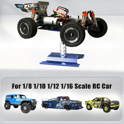 Rc Car Stand with Lit Lower Adjustable & 360'Rotatable, Rc Stand Repair Station with Shock Holder for TraxxasTRX4 Arrma Losi Axial Hsp Hbx Mix Wltoys, Wrenching On 1/8 1/10 1/12 1/14 Rc Rig Blue - color: Blue